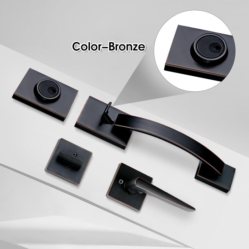 TMC Front Entry Door Handleset Modish (KEYED HANDLESET, Bronze) - Image 3